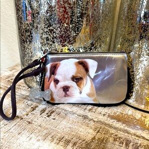 Bulldog Print Wristlet Pouch
